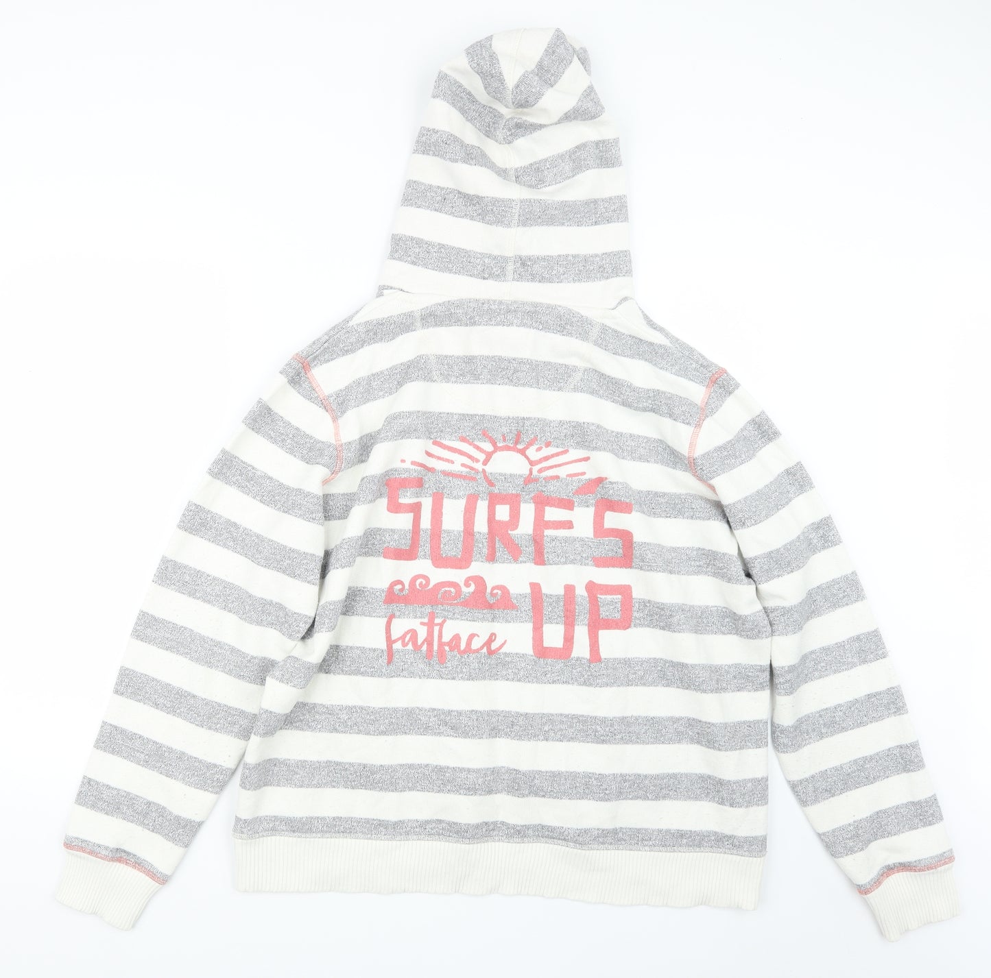 Fat Face Womens Grey Striped  Pullover Hoodie Size 16