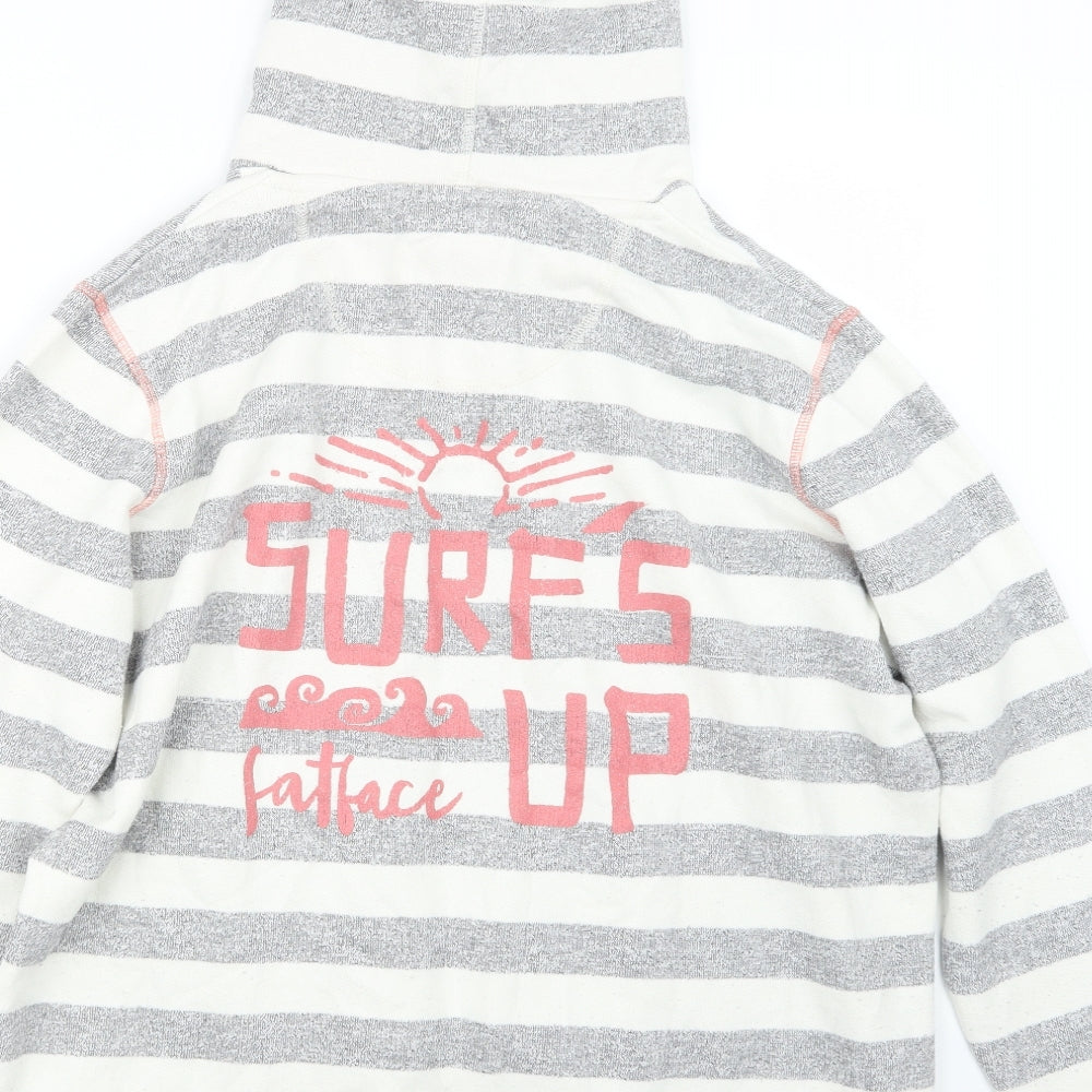 Fat Face Womens Grey Striped  Pullover Hoodie Size 16