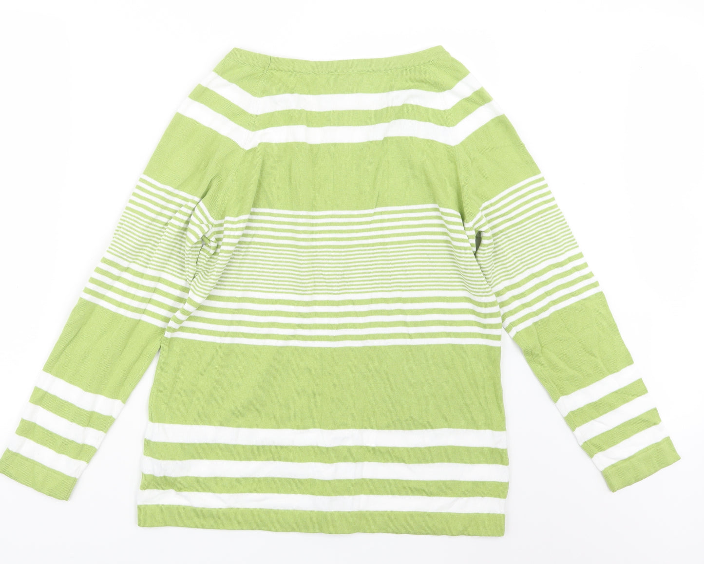 Collection L Womens Green Striped Knit Pullover Jumper Size 16