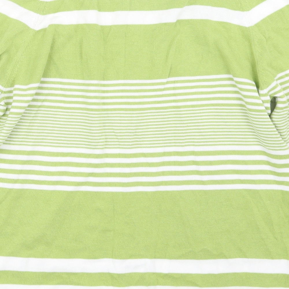 Collection L Womens Green Striped Knit Pullover Jumper Size 16