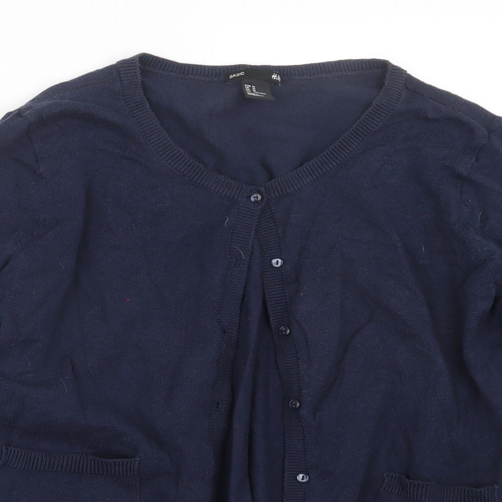 H&M Womens Blue  Knit Cardigan Jumper Size M