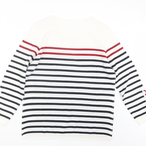 Preworn Womens White Striped Knit Pullover Jumper Size 16