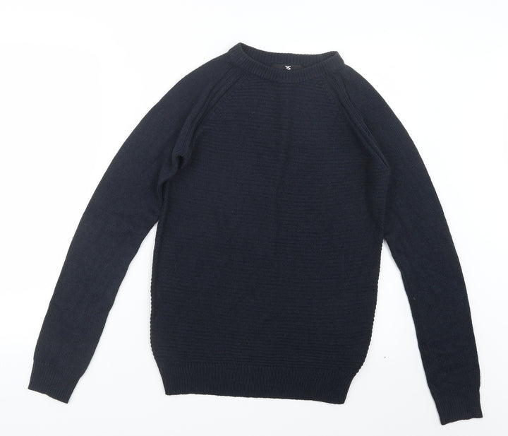 Twisted Soul Mens Blue Knit Pullover Jumper Size XS