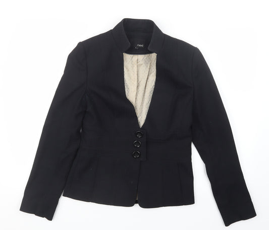 Front view of NEXT women’s black jacket blazer, size UK 10