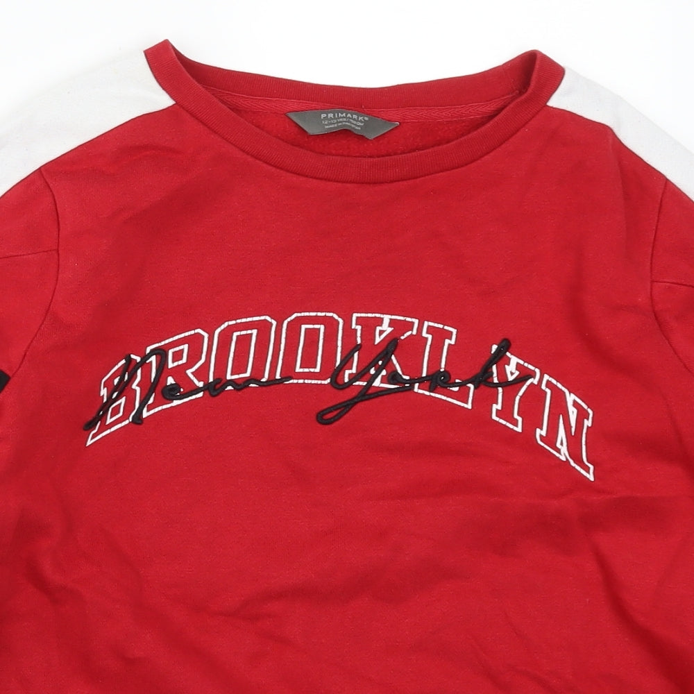 Primark Boys Red   Pullover Sweatshirt Size 12-13 Years  - Brooklyn