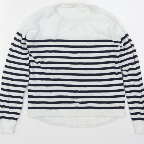 H&M Girls White Striped  Pullover Jumper Size 11-12 Years  - Blue