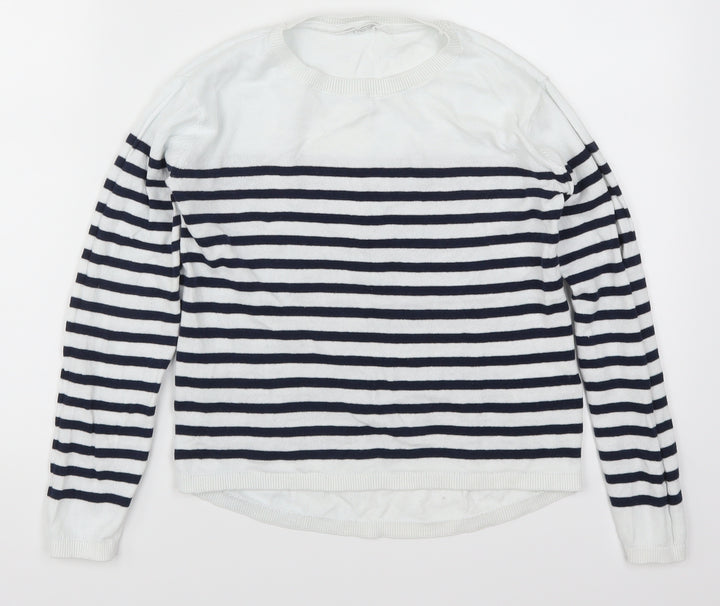 H&M Girls White Striped  Pullover Jumper Size 11-12 Years  - Blue