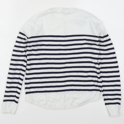 H&M Girls White Striped  Pullover Jumper Size 11-12 Years  - Blue