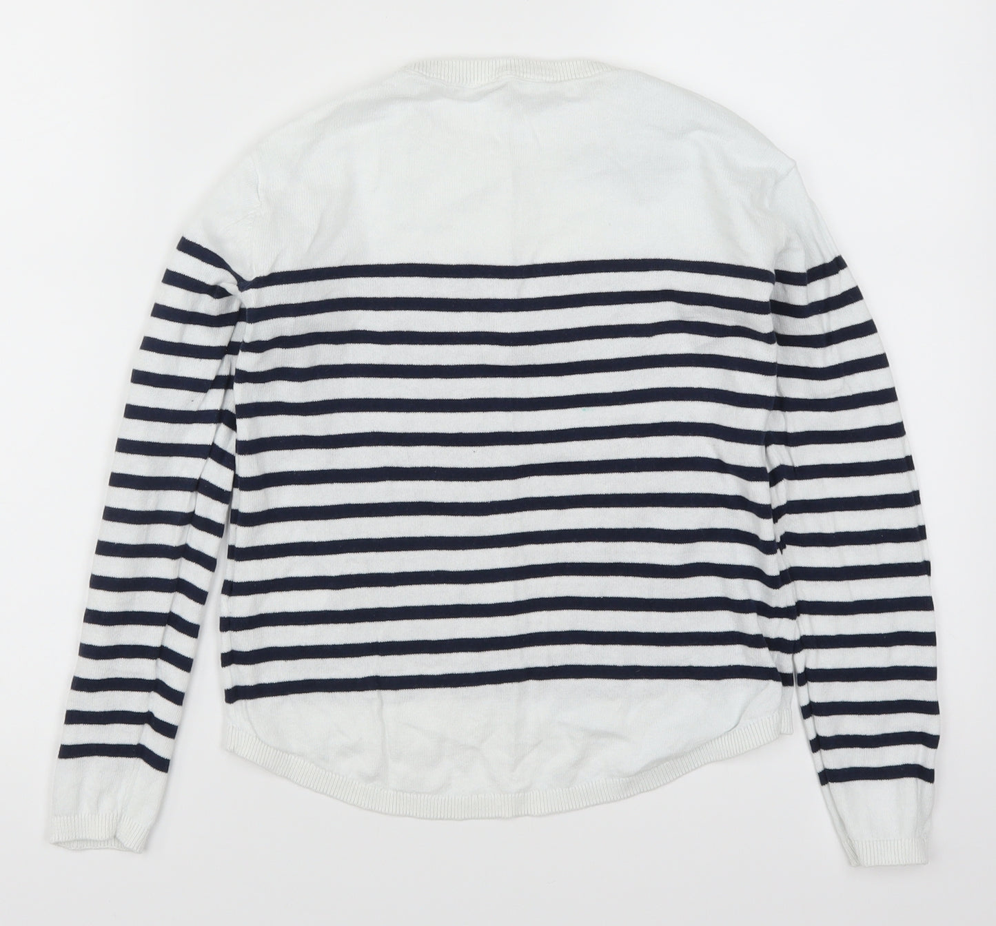 H&M Girls White Striped  Pullover Jumper Size 11-12 Years  - Blue