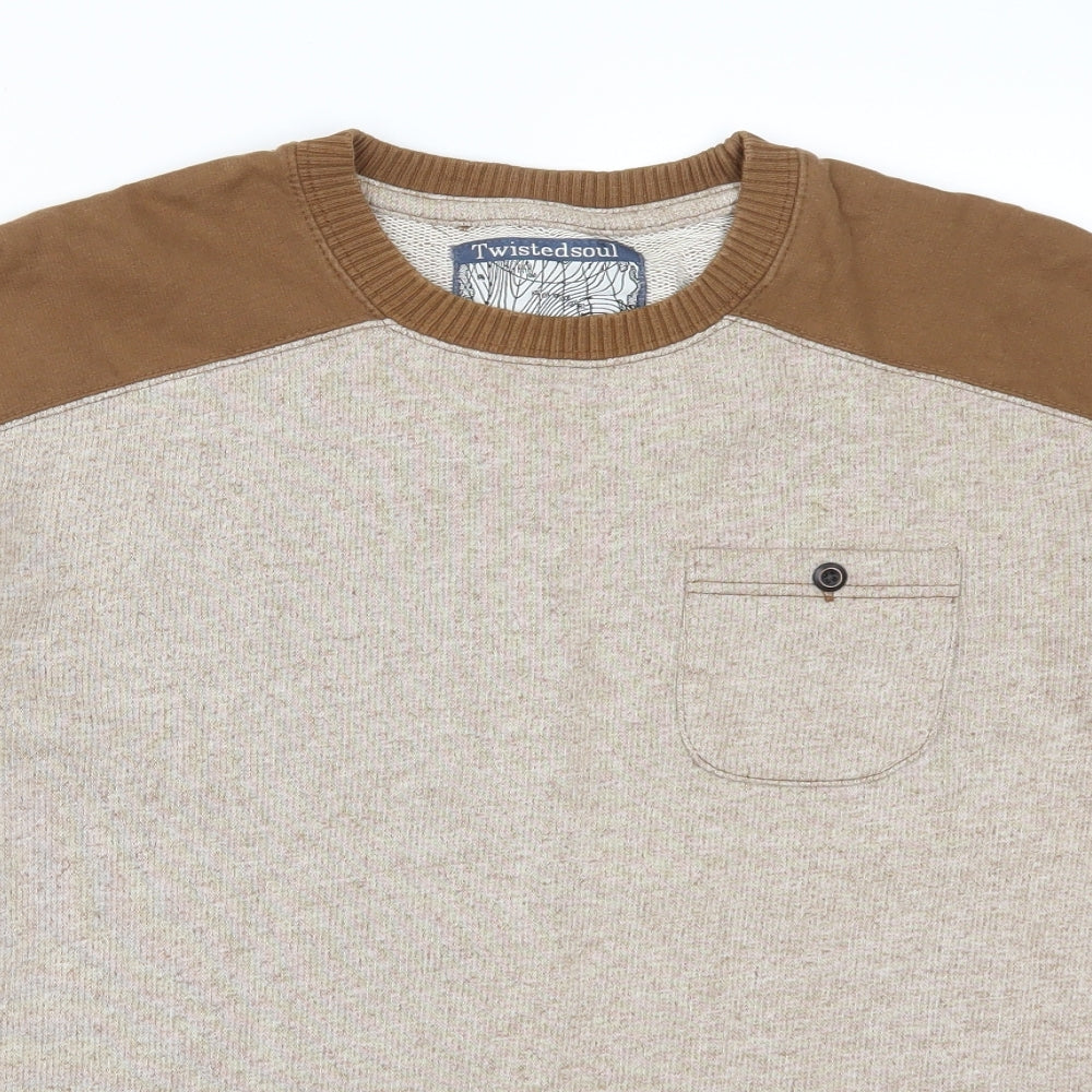 Twisted Soul Mens Beige   Pullover Sweatshirt Size M