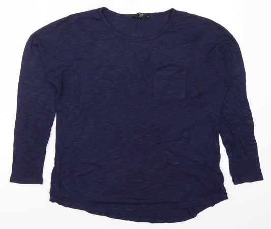 Front view of F&F women’s blue basic t-shirt, size UK 8