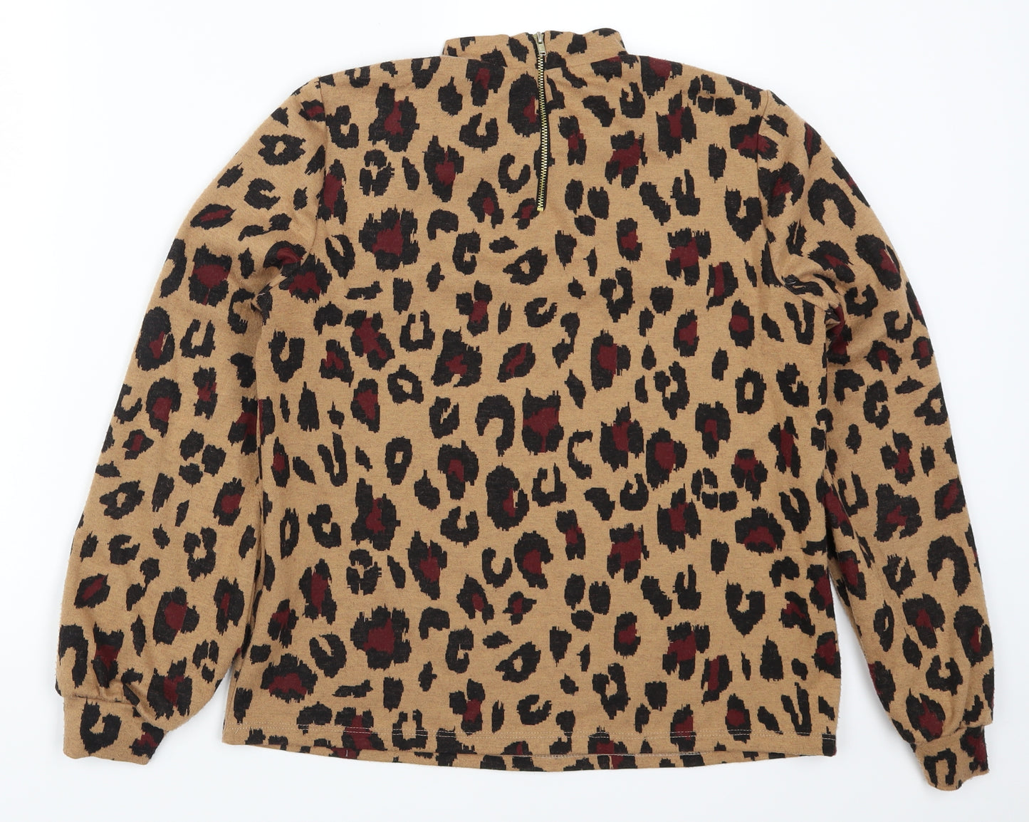 Oasis Womens Brown Animal Print  Pullover Sweatshirt Size M