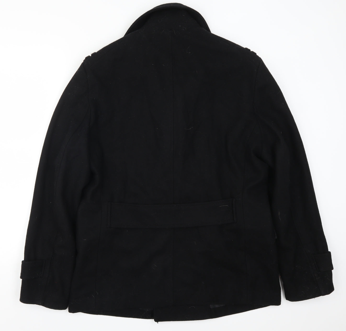 H&M Mens Black   Pea Coat Coat Size L