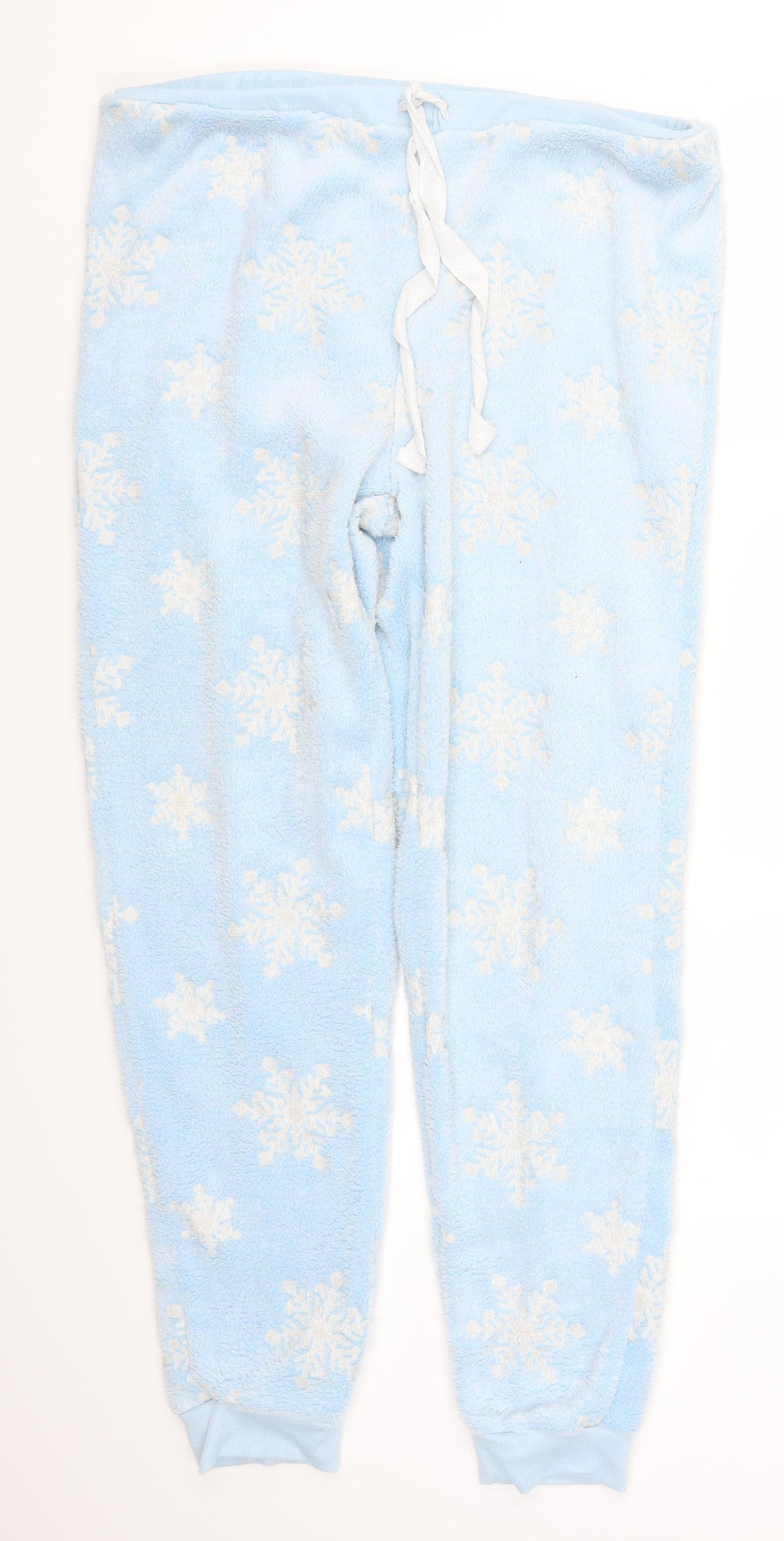 Primark Womens Blue Geometric  Trousers  Size 14 L28 in - Snowflake Loungewear