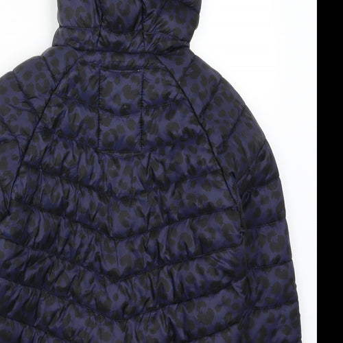 Marks and Spencer Girls Purple Animal Print  Basic Coat Coat Size 8-9 Years