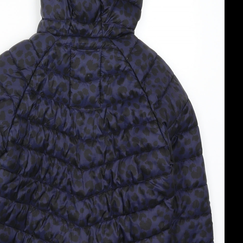 Marks and Spencer Girls Purple Animal Print  Basic Coat Coat Size 8-9 Years