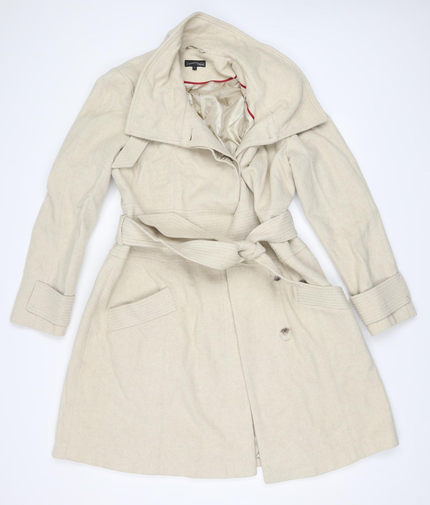 NEXT Womens Beige   Overcoat Coat Size 14