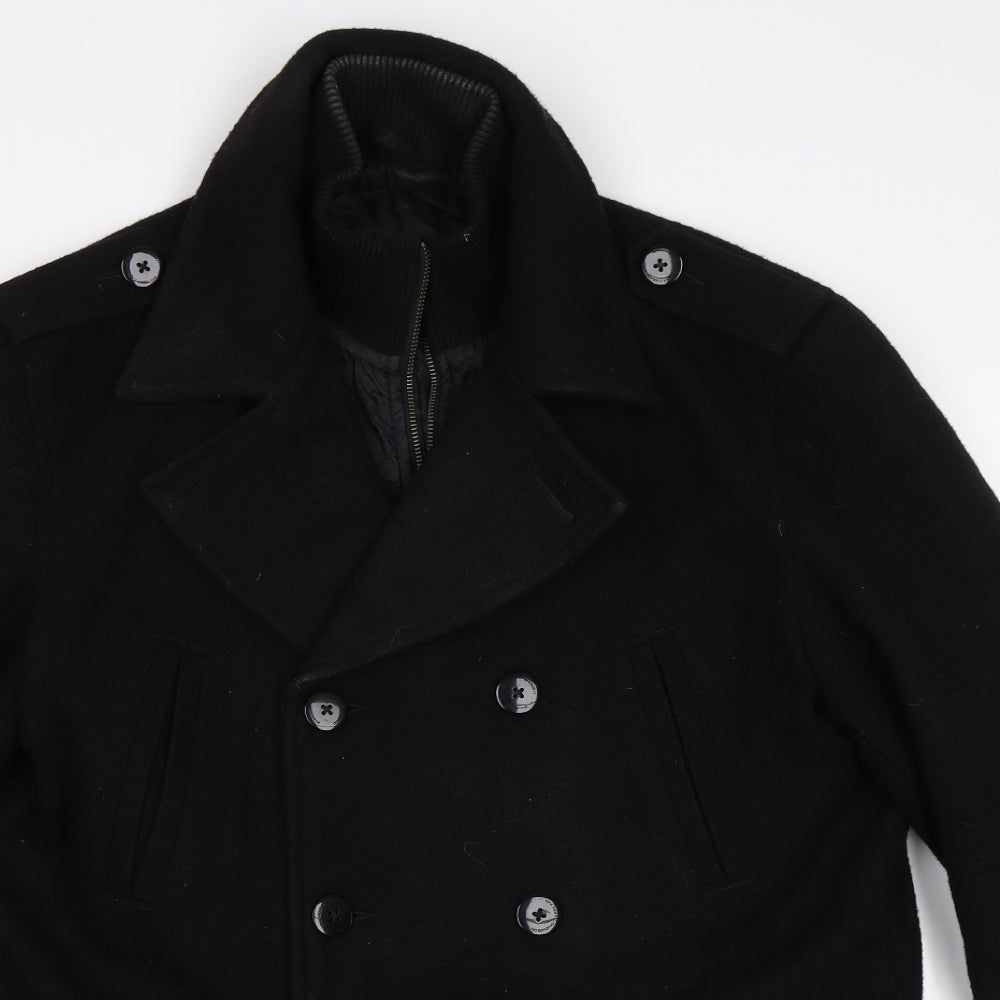 F&F Mens Black   Overcoat Coat Size M
