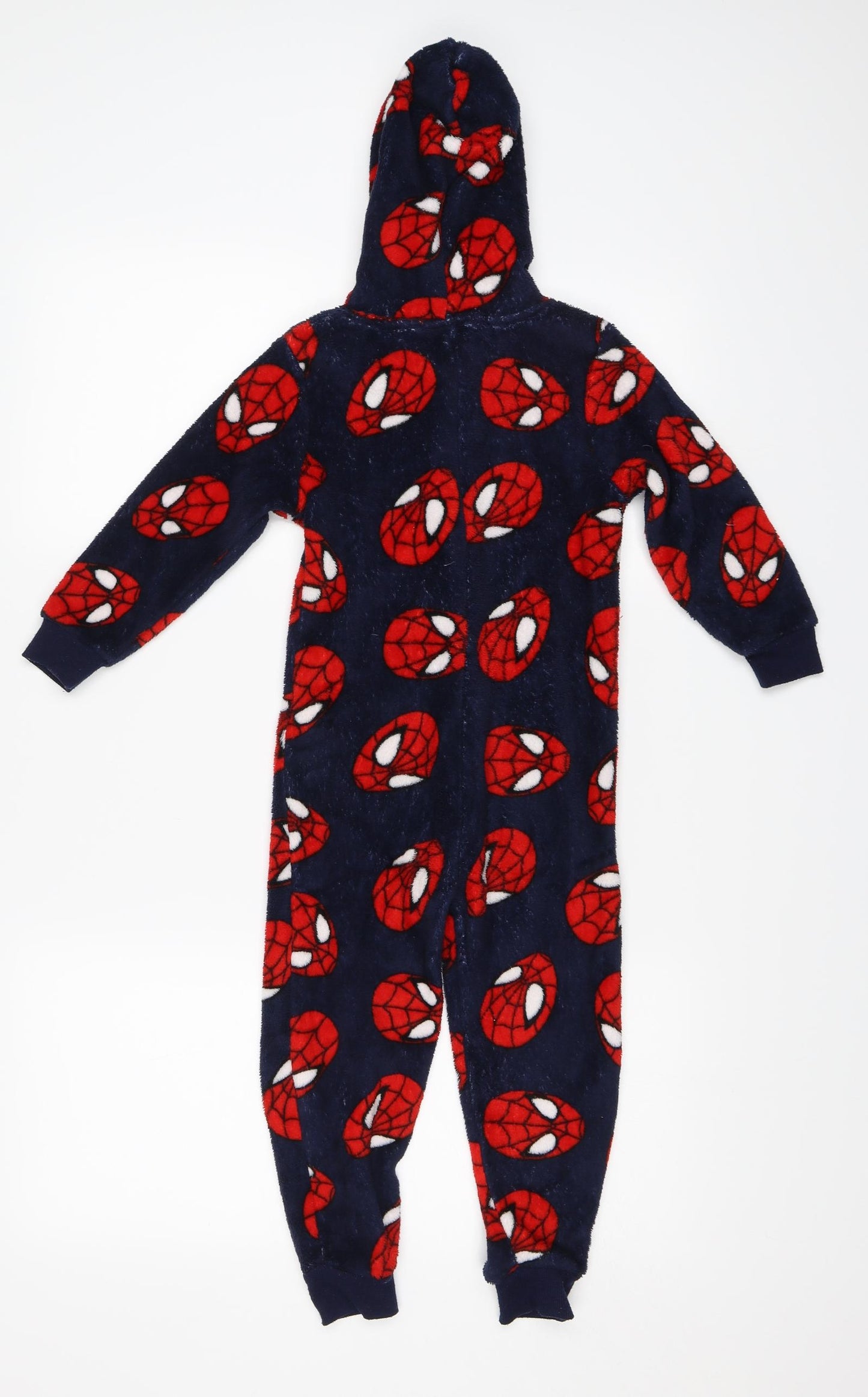 Preworn Boys Blue Solid Fleece  One Piece Size 4-5 Years  - spiderman onesie