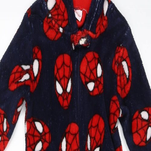 Preworn Boys Blue Solid Fleece  One Piece Size 4-5 Years  - spiderman onesie
