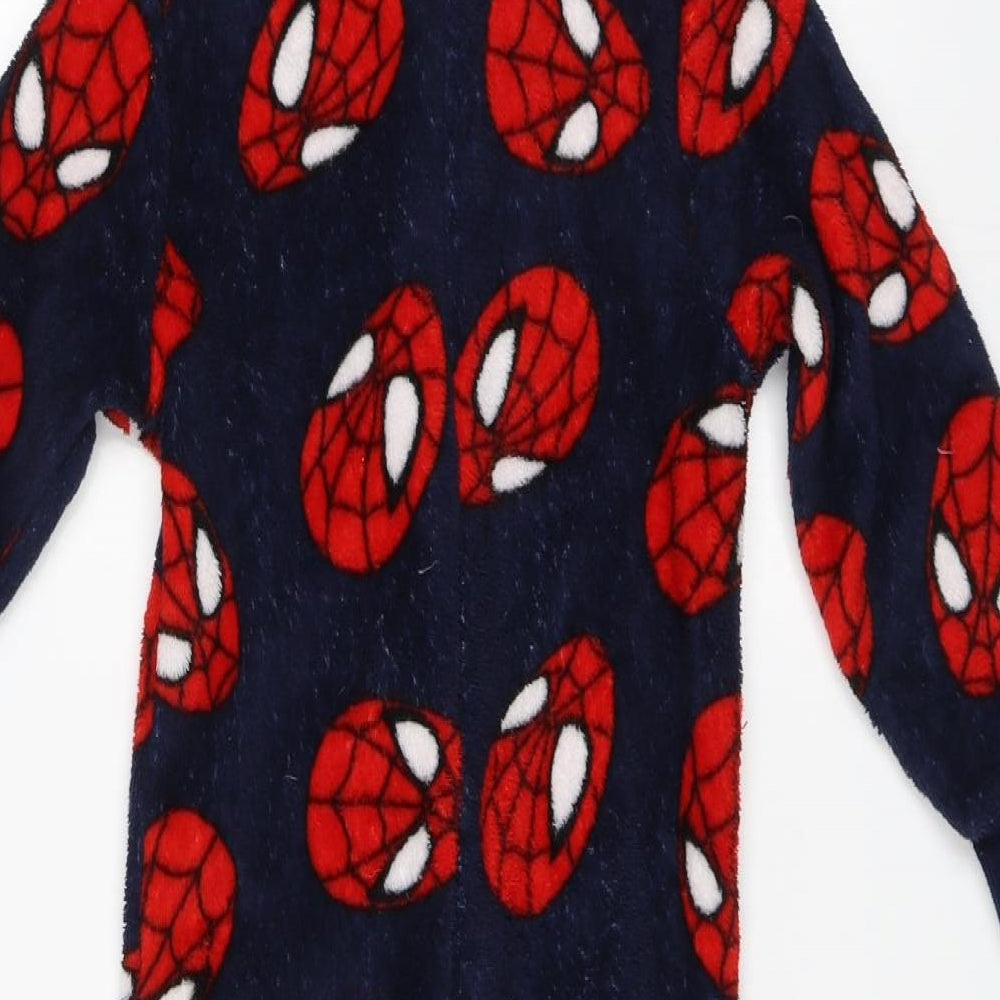 Preworn Boys Blue Solid Fleece  One Piece Size 4-5 Years  - spiderman onesie