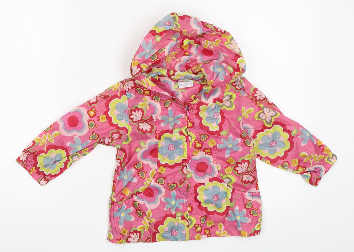 NEXT Girls Pink Floral  Rain Coat Coat Size 18-24 Months