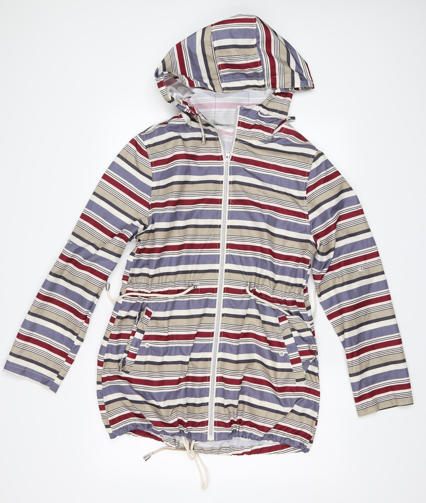 Atmosphere Womens Beige Striped  Rain Coat Coat Size M