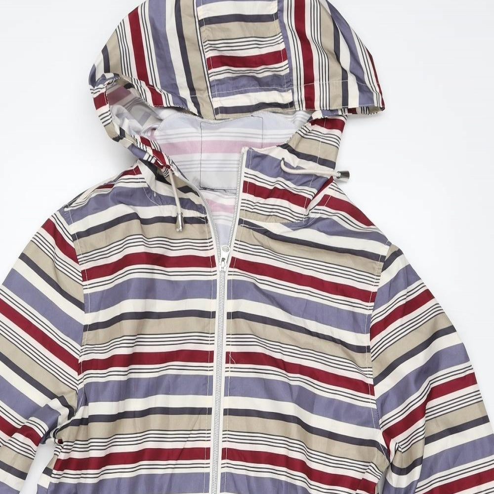 Atmosphere Womens Beige Striped  Rain Coat Coat Size M