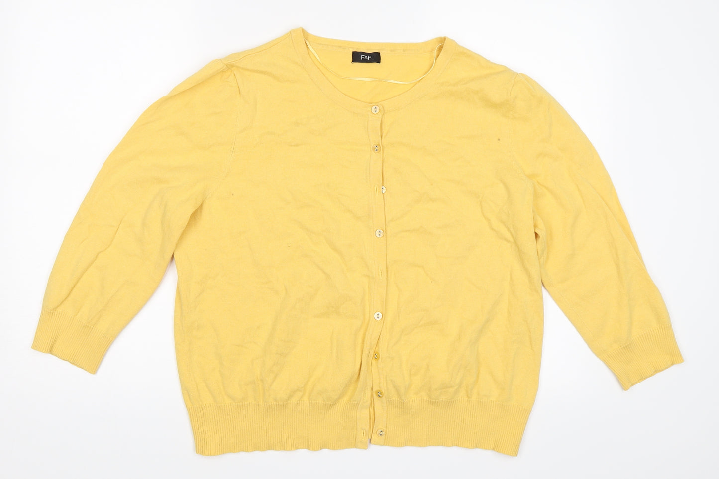 F&F Womens Yellow   Cardigan Jumper Size 20