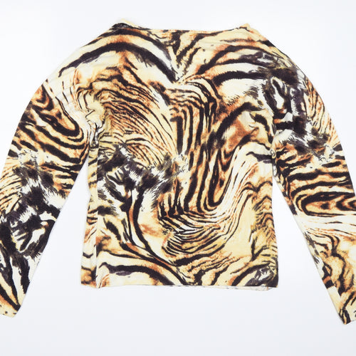 Frank Saul Womens Orange Animal Print  Pullover Jumper Size S