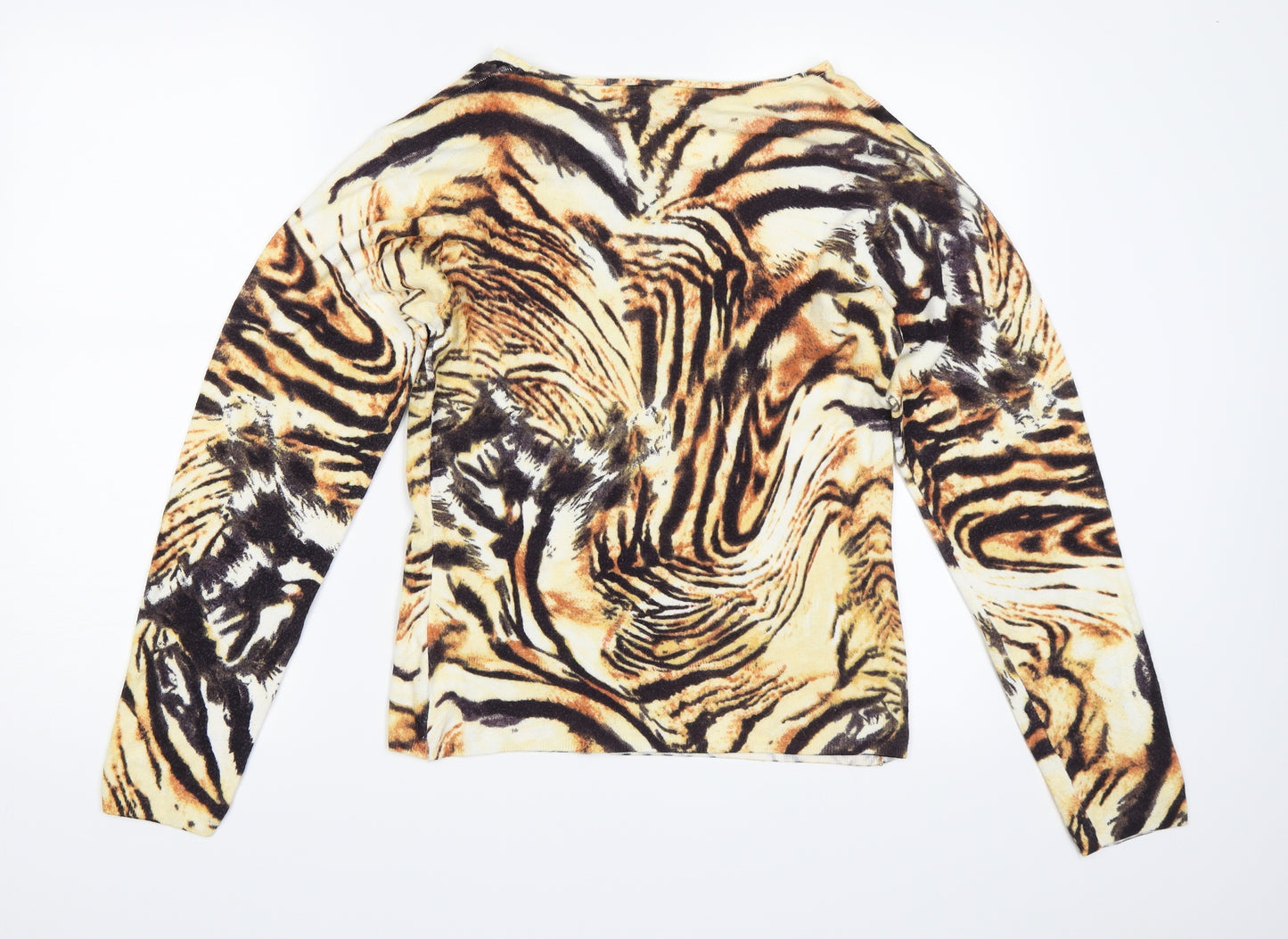 Frank Saul Womens Orange Animal Print  Pullover Jumper Size S