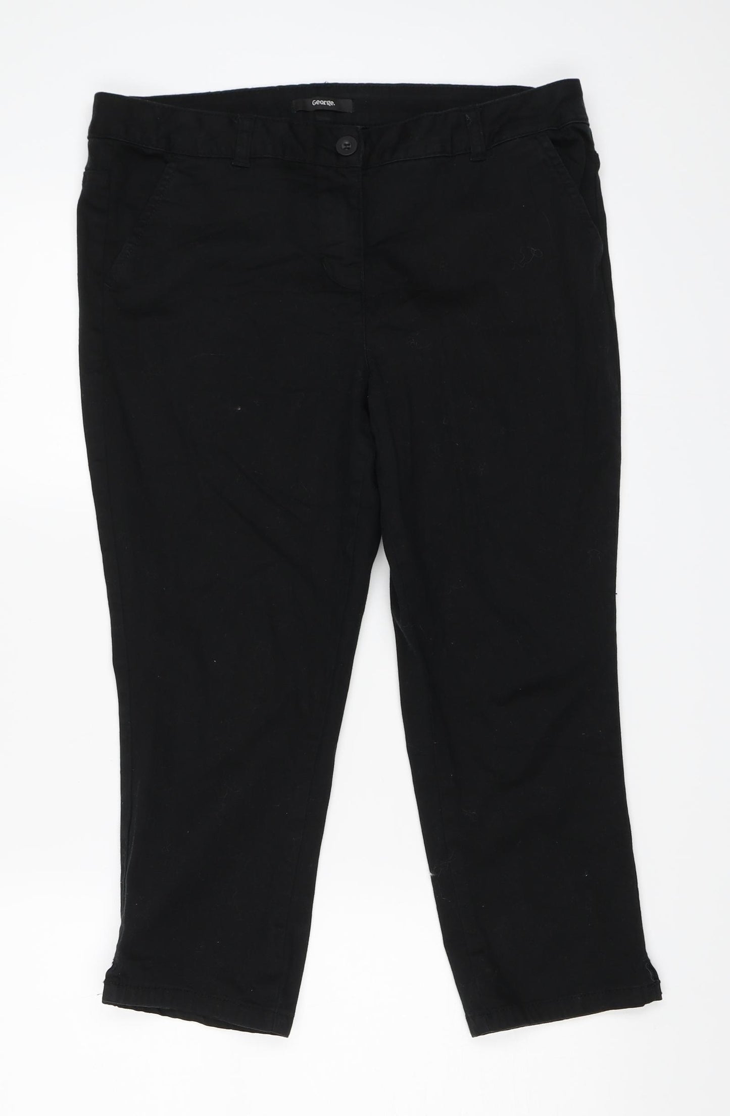 George Womens Black   Cropped Trousers Size 14 L22 in
