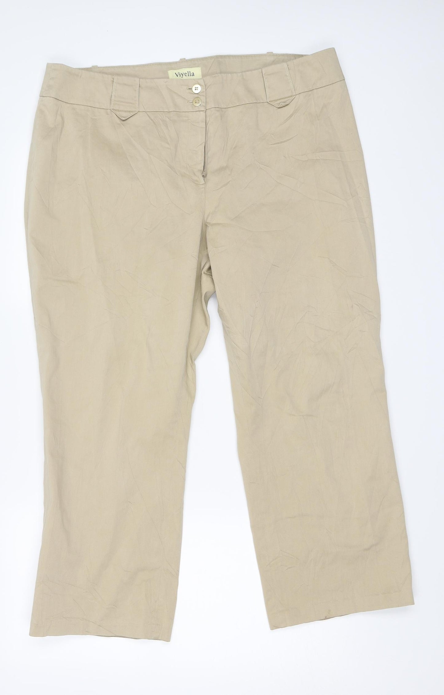 Viyella Womens Beige   Cropped Trousers Size 18 L25.5 in
