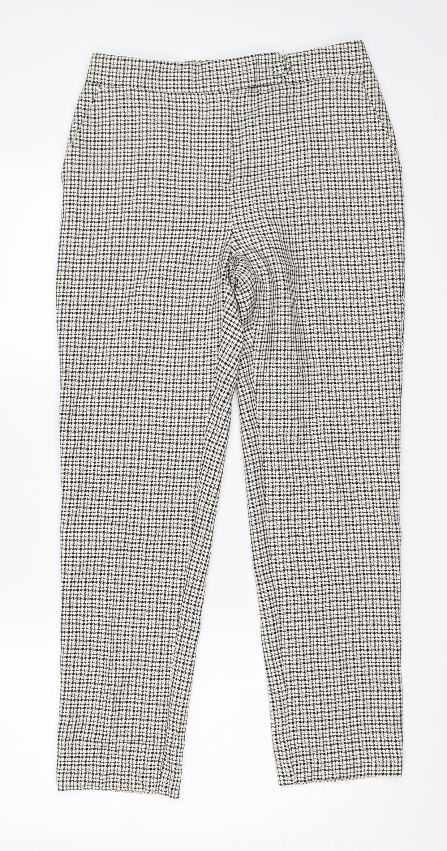 Papaya Womens Ivory Houndstooth  Capri Trousers Size 8 L27.5 in