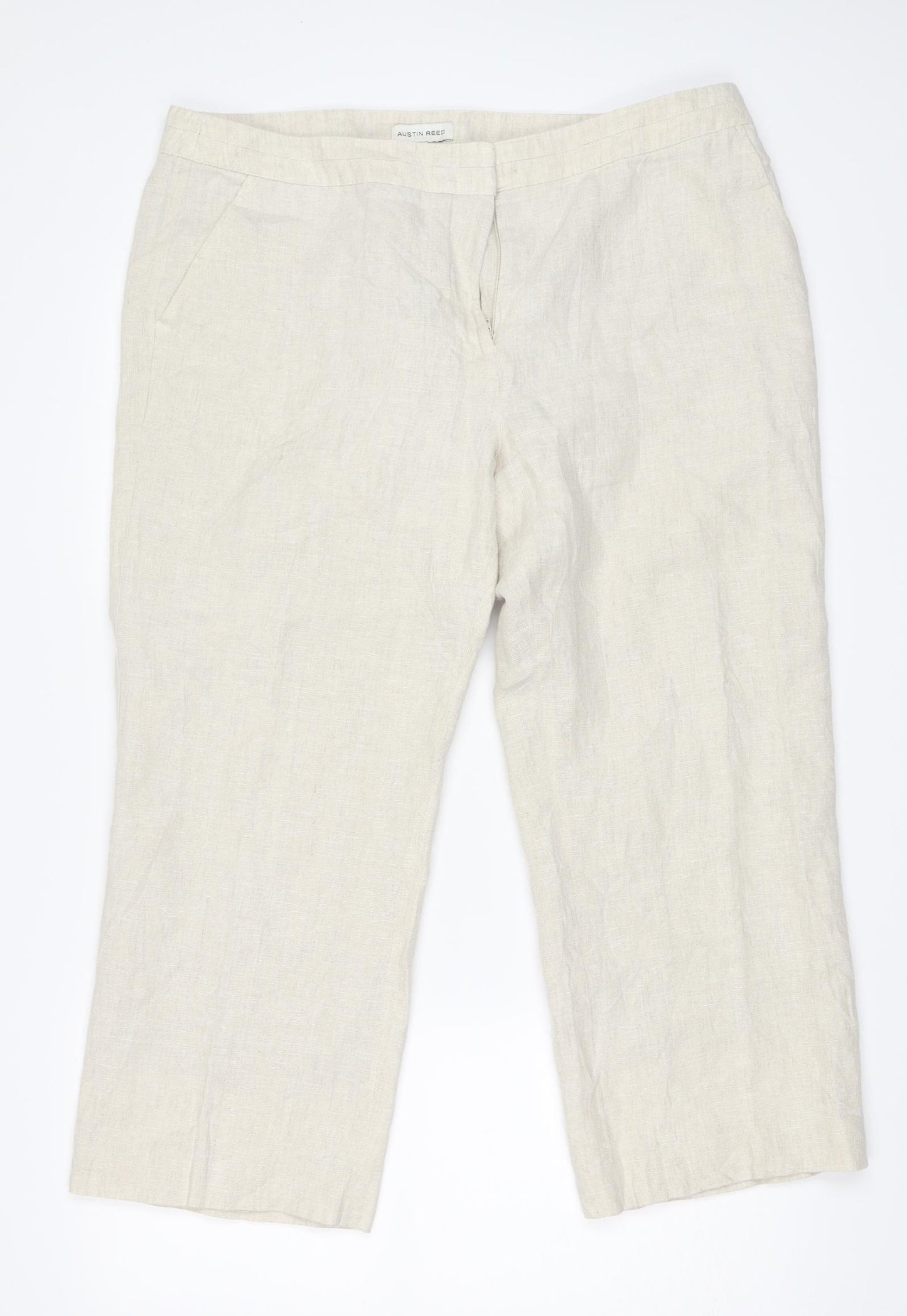 Austin Reed Womens Beige   Cropped Trousers Size 18 L24.5 in