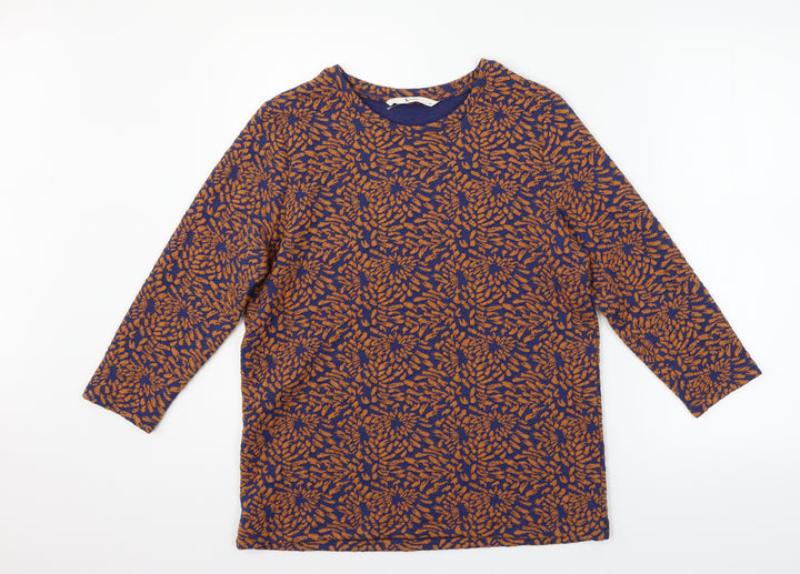 TU Womens Orange Geometric Pullover Jumper Size 14