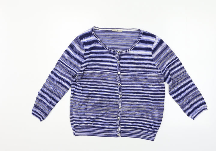 TU Womens Purple Striped Pullover Jumper Size 14