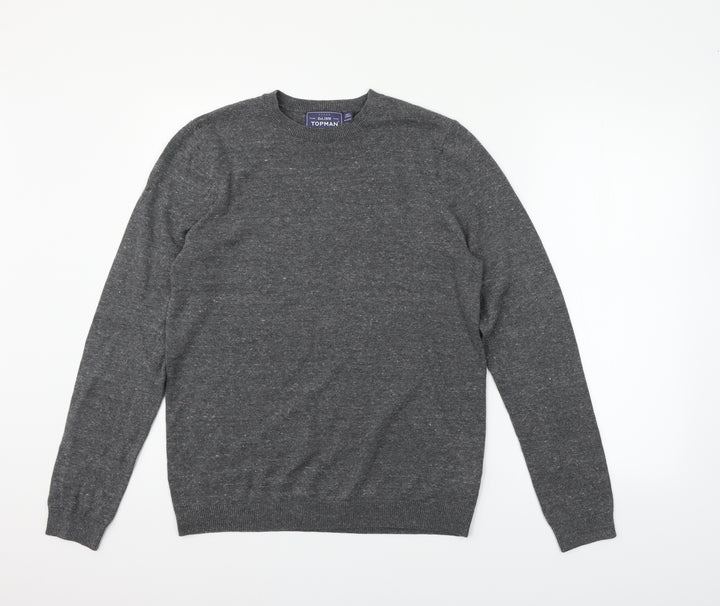 Topman Mens Grey Pullover Jumper Size S