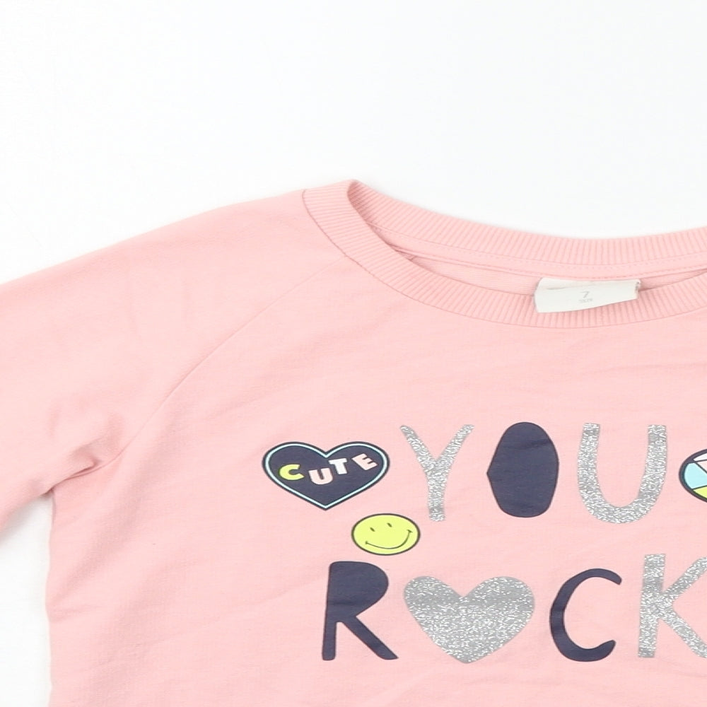 B Collection Girls Pink   Pullover Jumper Size 7 Years  - you rock