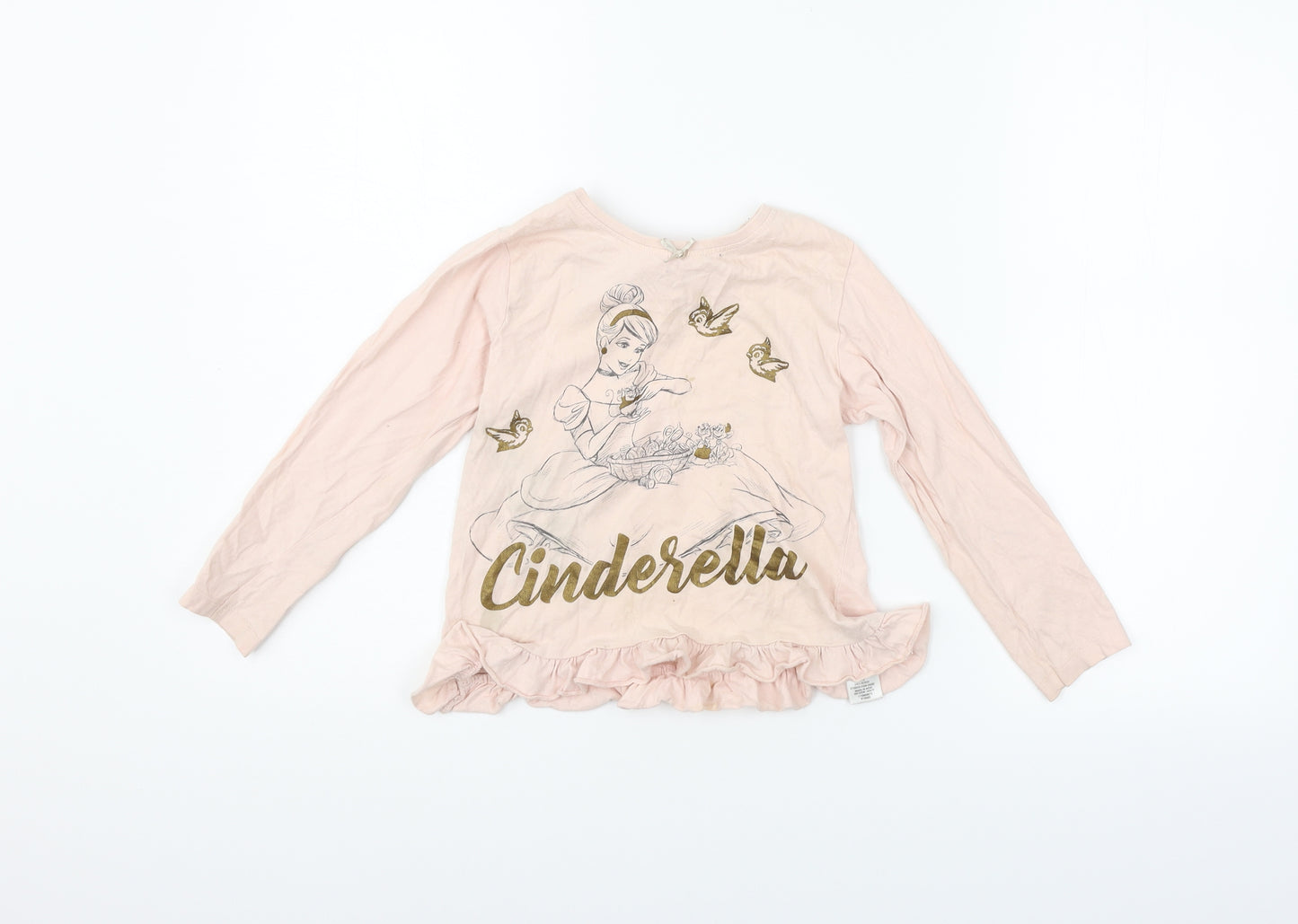 Primark Girls Pink   Basic T-Shirt Size 5-6 Years  - cinderella