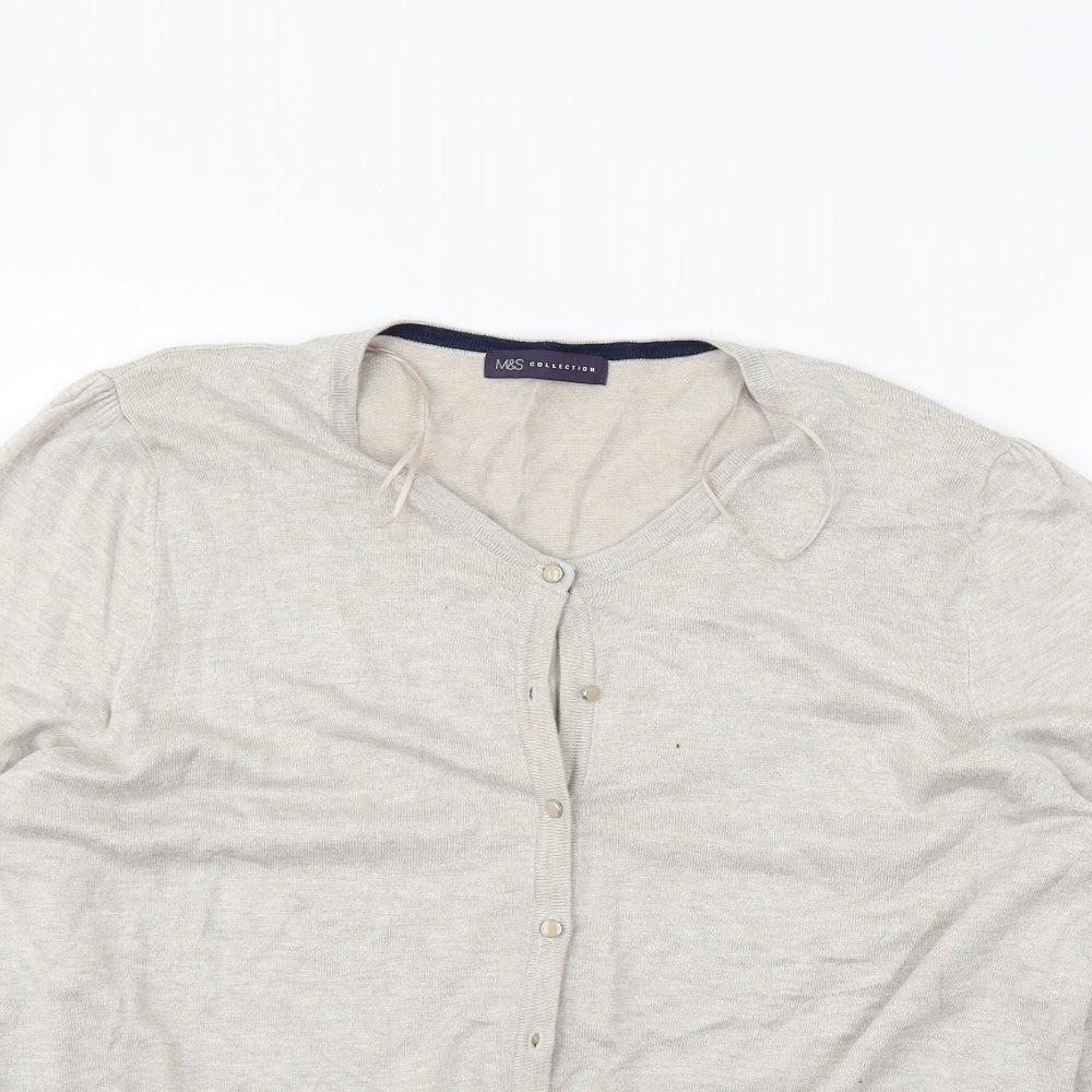 Marks and Spencer Womens Beige   Cardigan Jumper Size 18