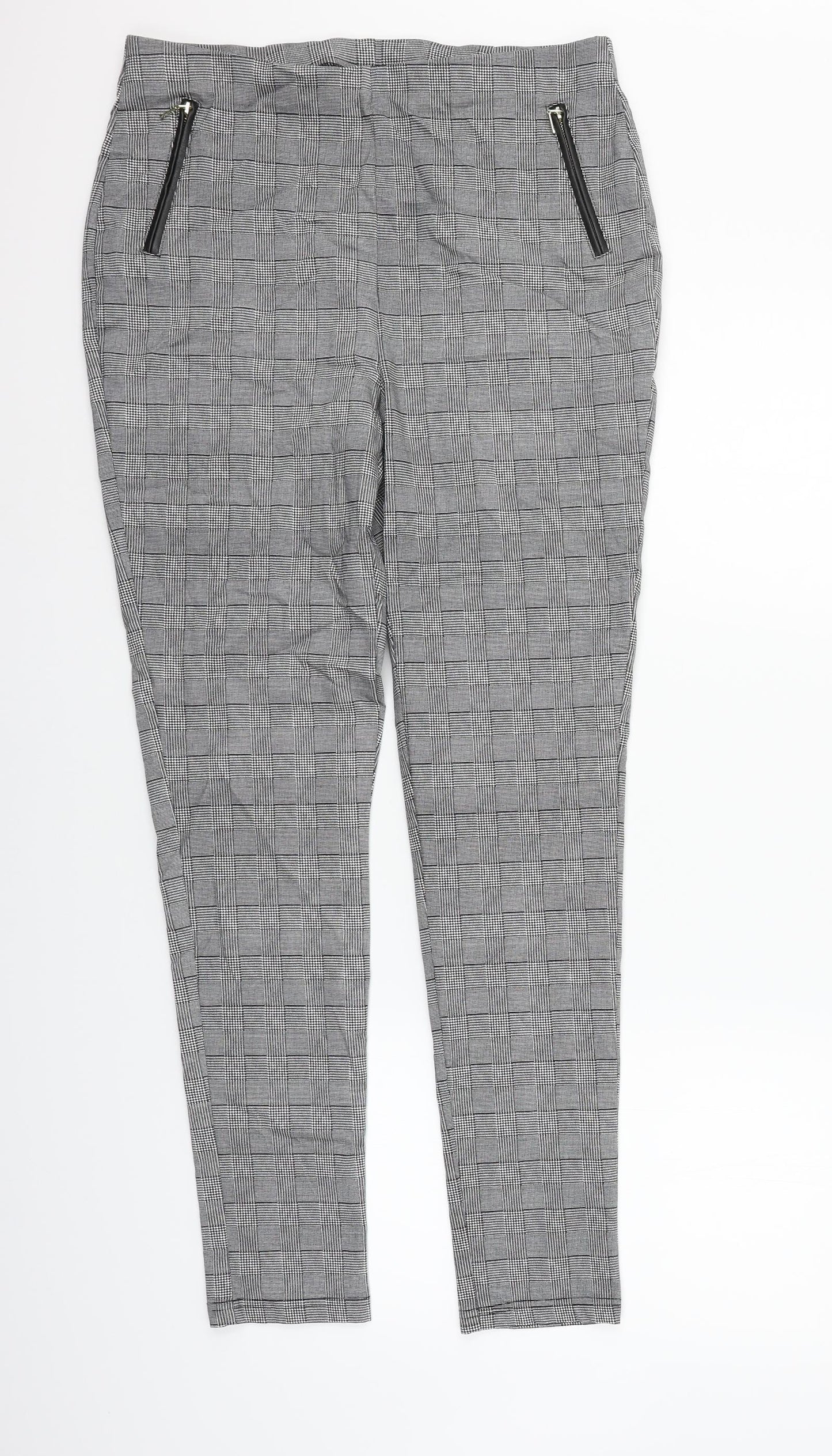 Peacocks Womens Grey Check  Trousers  Size 14 L30 in
