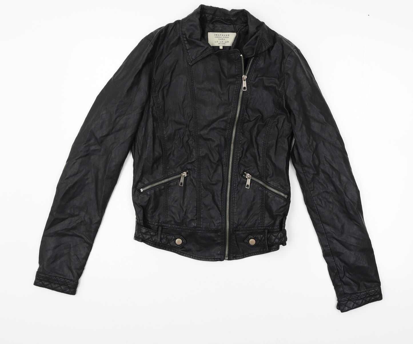 Zara Womens Black   Jacket Coat Size S  - slight wear on collar