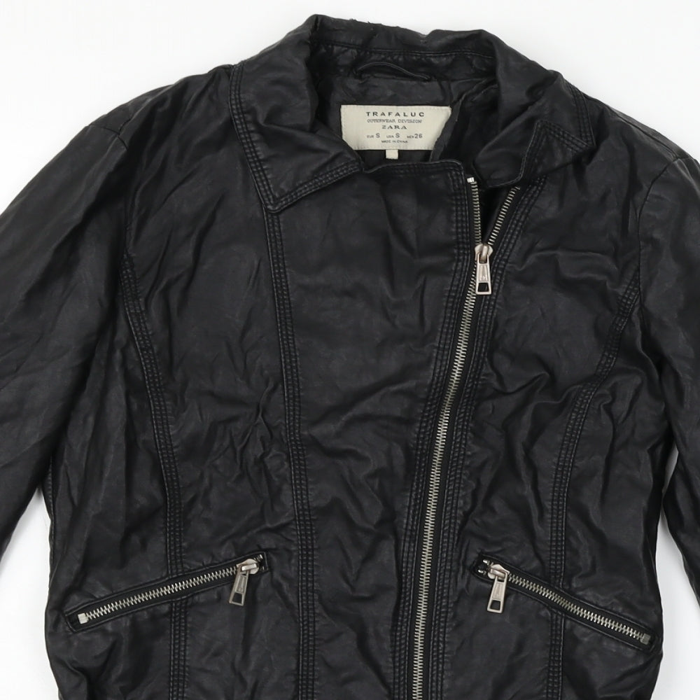 Zara Womens Black   Jacket Coat Size S  - slight wear on collar