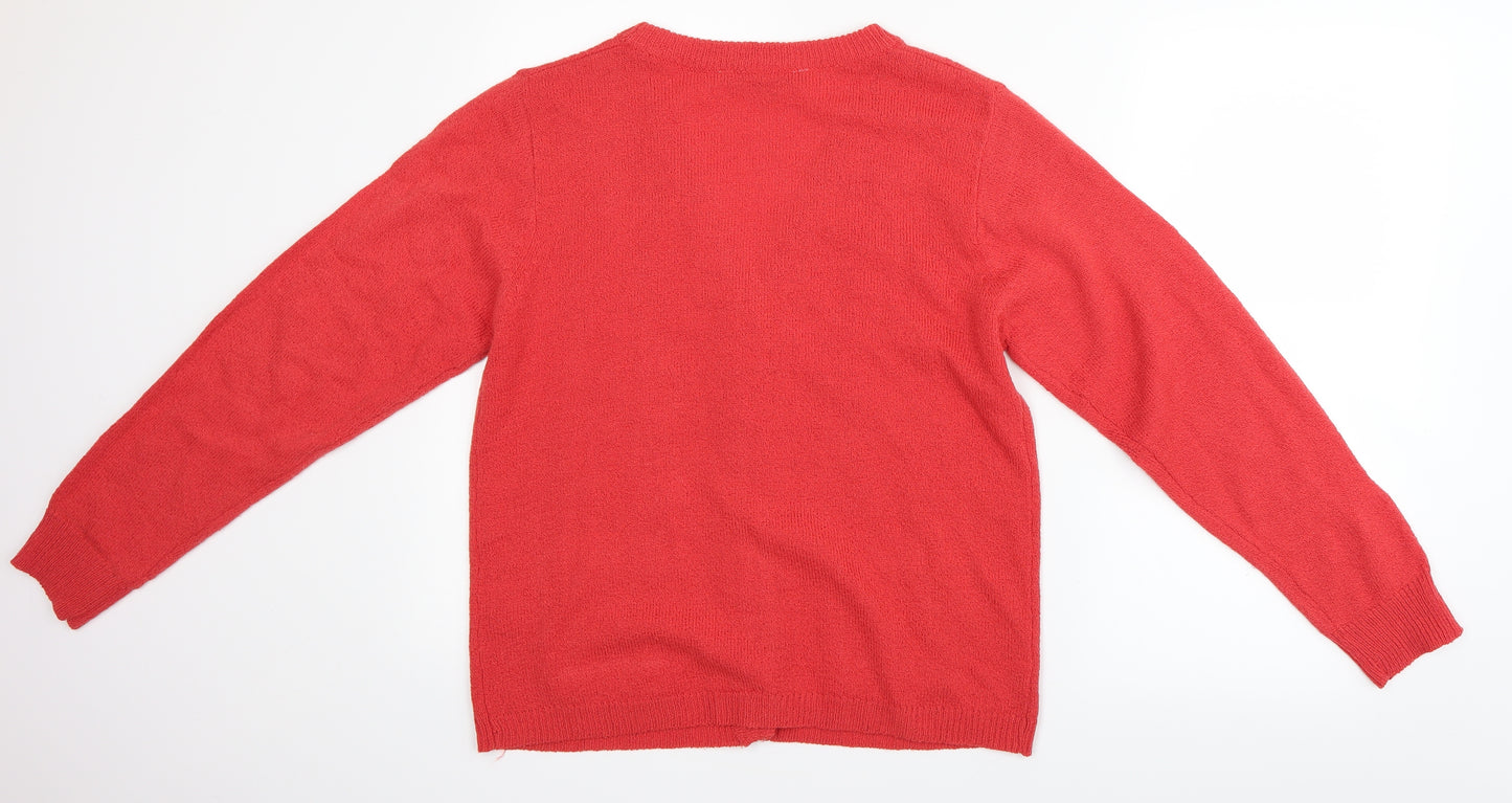 Akal Womens Red   Cardigan Jumper Size L