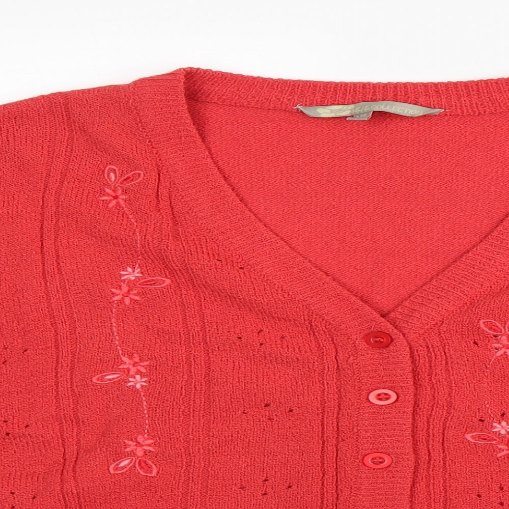 Akal Womens Red   Cardigan Jumper Size L