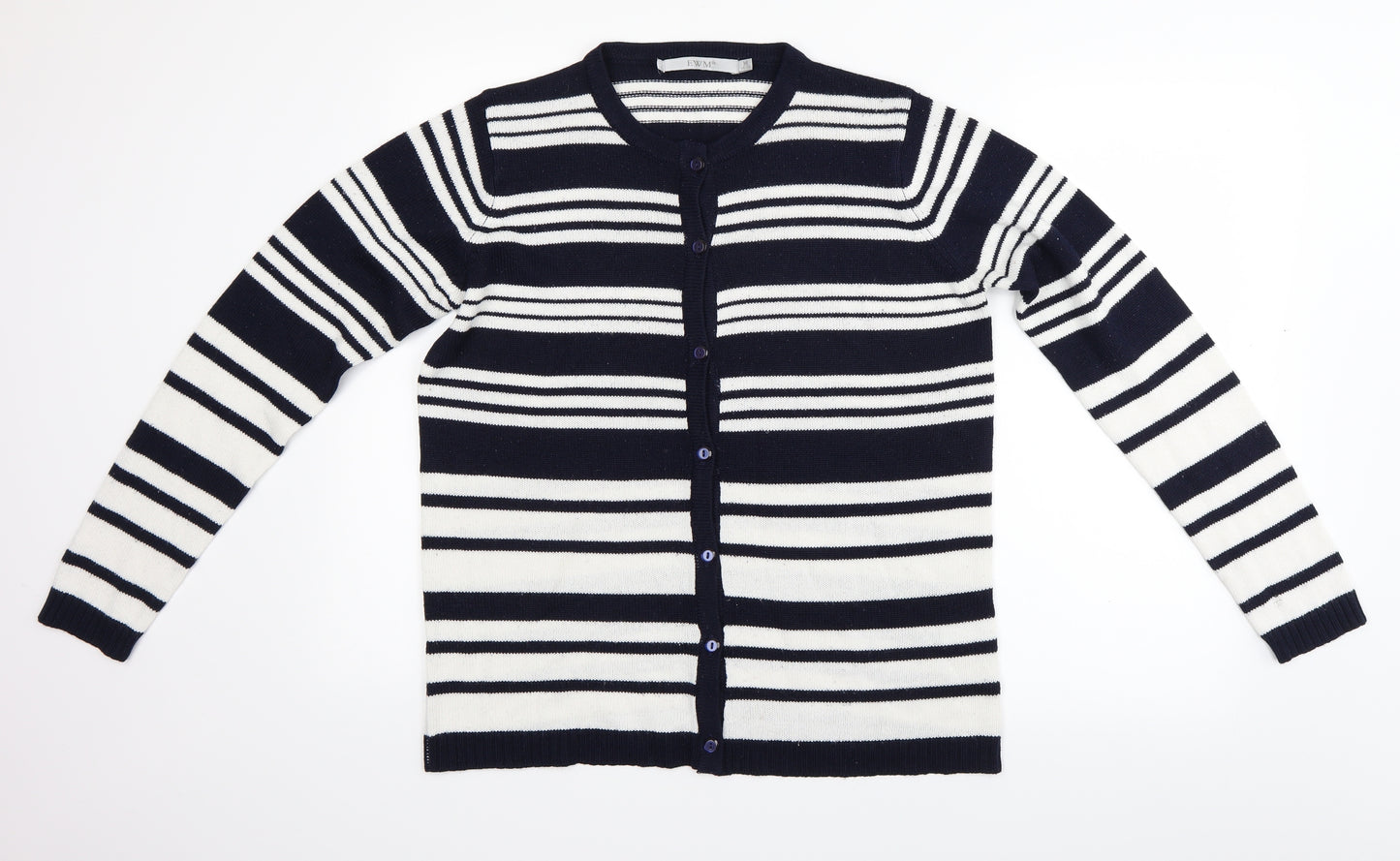 EWM Womens Blue Striped  Cardigan Jumper Size M