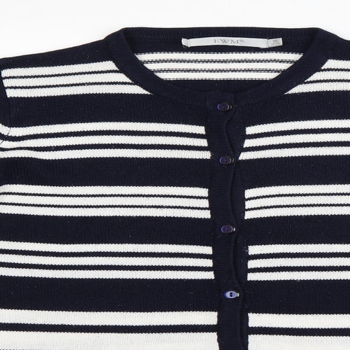 EWM Womens Blue Striped  Cardigan Jumper Size M