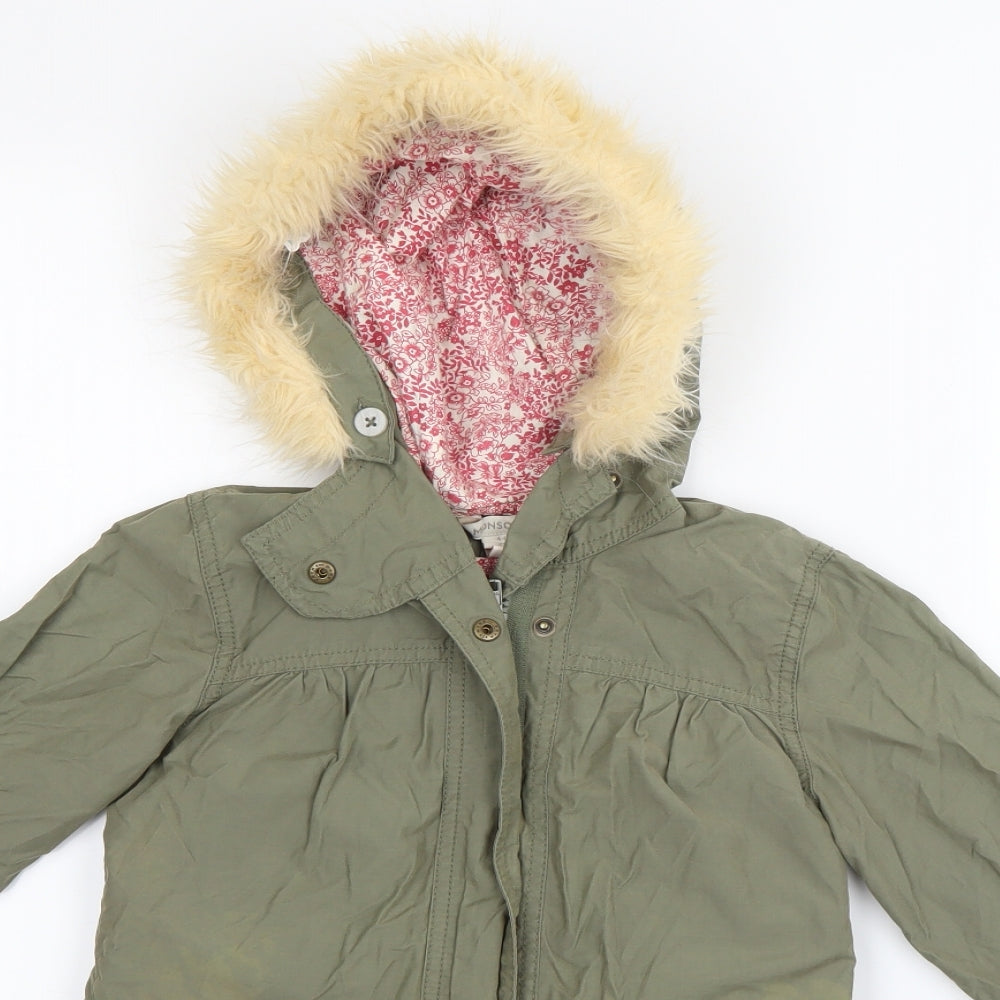 Monsoon Girls Green   Parka Coat Size 4-5 Years