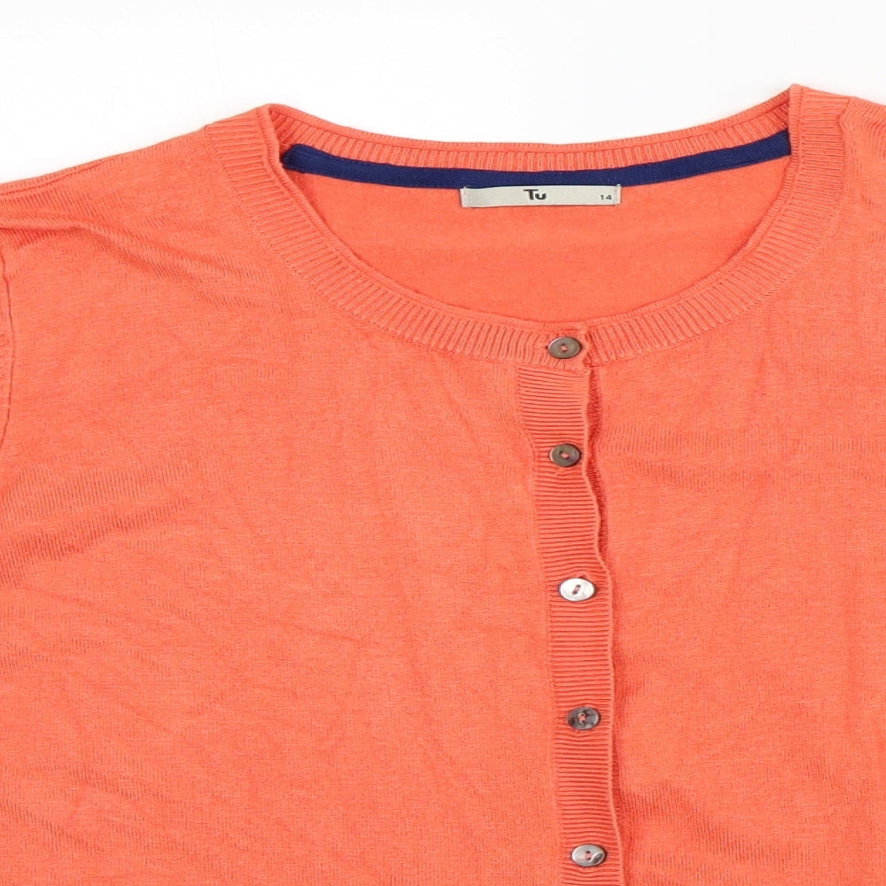 TU Womens Orange   Cardigan Jumper Size 14